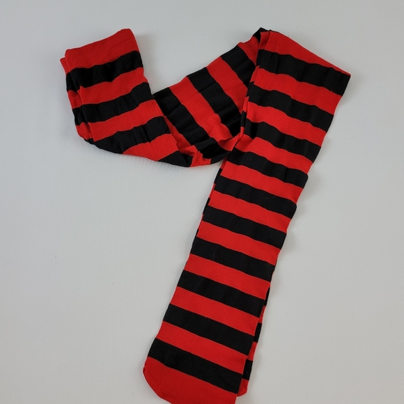 Women Red Black Striped Tights Stockings Christmas Steampunk Cosplay Pantyhose. - Picture 2 of 9